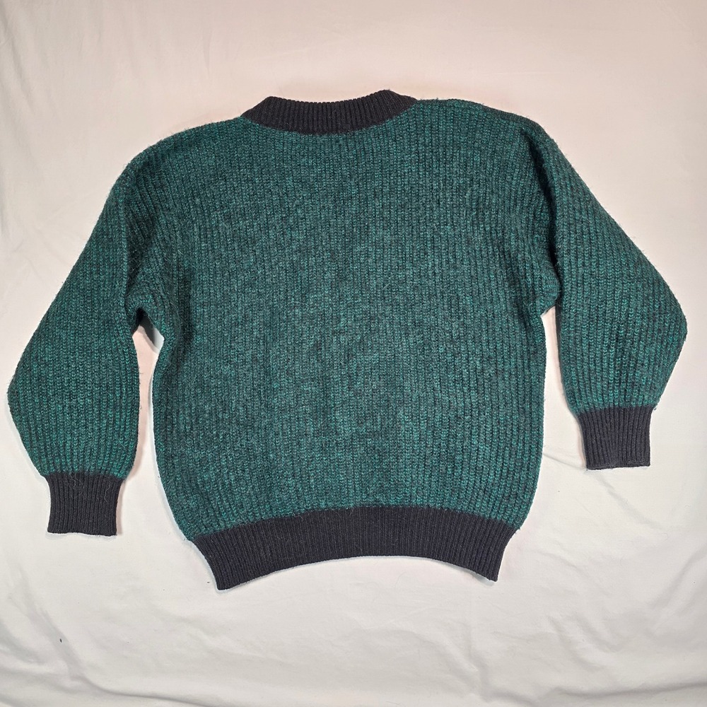 Abi Mode Boutique Paris Vtg Wool Alpaca Blend Sweater Green Geometric Italy M - Picture 2 of 16